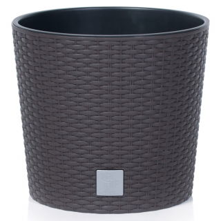 Runder Blumentopf + Einsatz + Bewässerungssystem - Rato rund - 25 cm - umbra, dunkelbraun - 