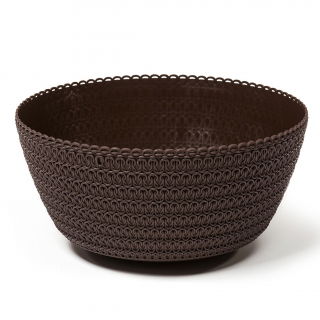 Low, shallow planter bowl - Jersey - 24 cm - mocha