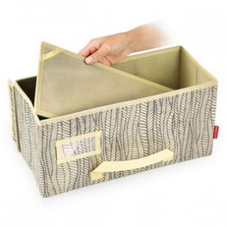 Úložný box na oblečení - FANCY HOME - 40 x 18 x 20 cm - krémově bílý - 