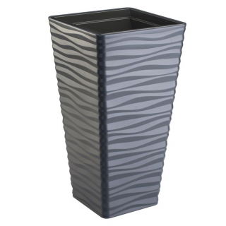 A Sahara Dunes Slim négyzet magas ültetőedény - fagyálló - 30 cm - antracitszürke - 