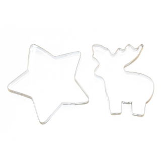 Set of two large pastry cookie cutters - reindeer + star