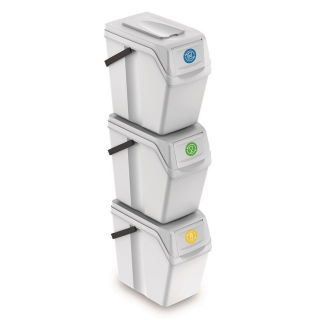 Cestini raccolta differenziata - 3 x 25 litri + sacchi - bianco - 