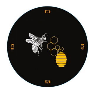 Twist-off jar lids (6 lugs) - bee on a black background - ø¸ 82 mm - 100 pieces