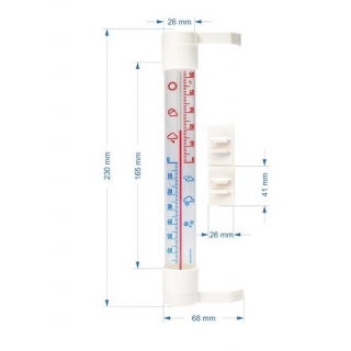 White outdoor thermometer with a transparent scale - 230 x 26 mm
