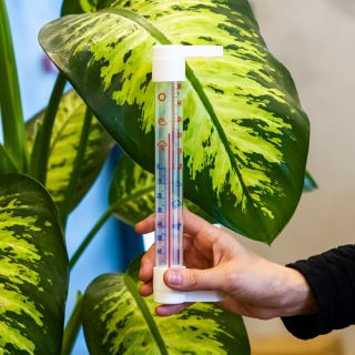White outdoor thermometer with a transparent scale - 230 x 26 mm