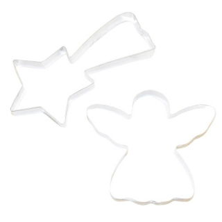 Set of two large pastry cookie cutters - angel + comet