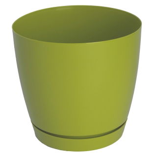 Cache-pot rond "Toscana" avec une soucoupe - 25 cm - vert olive - 