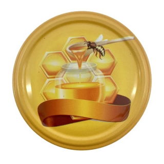 Jar lid (six-point thread) - honey jar and bee graphic - Ø 82 mm - 100 pcs