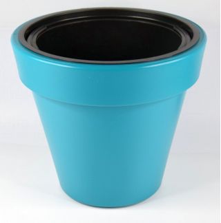 Maceta redonda "Ibiza" con inserto - 40 cm - turquesa - 