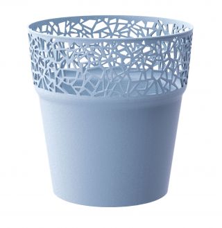 Vaso di fiori rotondo con pizzo - 17,5 cm - Albero - Grigio ghiaccio - 