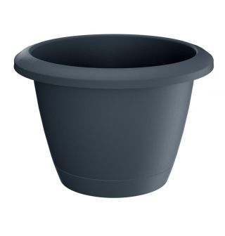 Ronde bloempot "Respana Basic" met schotel - 39 cm - antracietgrijs - 