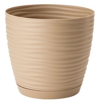 "Sahara petit" pot rond avec une soucoupe - 13 cm - cafe latte - 