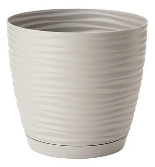 "Sahara petit" round pot with a saucer - 19 cm - light grey