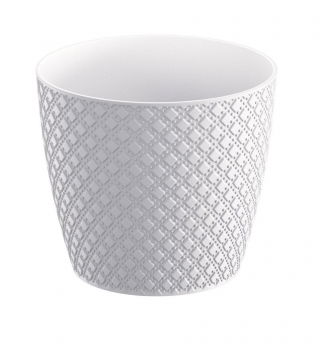 "Orient" kerek virágcserép - 16 cm - fehér - 
