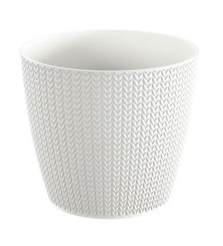 "Wheaty" round plant pot - 13 cm - white