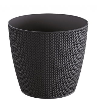 "Wheaty" round plant pot - 22 cm - anthracite-grey