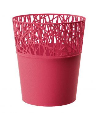 Runder Blumentopf mit Spitze - 11,5 cm - Stadt - Himbeere - 