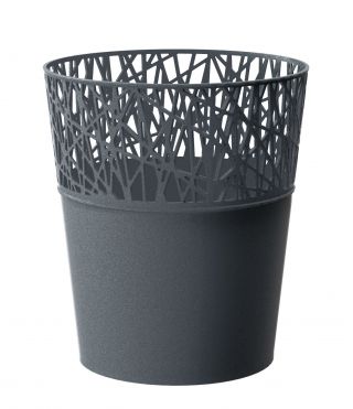 Round flower pot with lace - 16 cm - City - Graphite