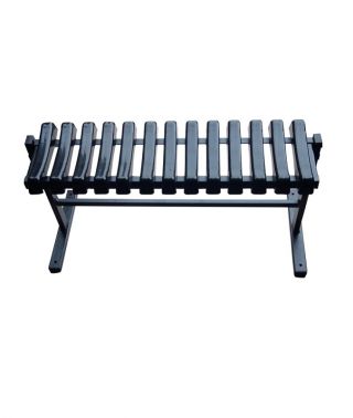 Free-standing, ribbed graveyard, cemetery bench - Width: 83 cm