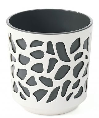 "Duet" bi-farve plante pot hus - 19,5 cm - cremet hvid / antracitgrå - 