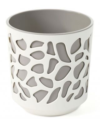 Caja de maceta bicolor "Duet" - 25,5 cm - blanco cremoso / marrón - 