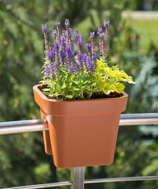 Jardinera montada en barandilla "Lobelia" - 29 cm - rojo ladrillo - 