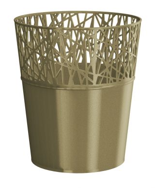 Rund blomkruka med spets - 18 cm - Stad - Guld - 