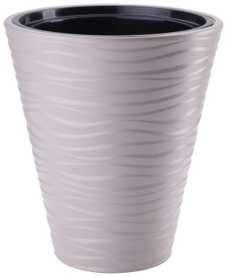 Pot bundar tahan beku "Sahara" - 35 cm - abu-abu krem - 