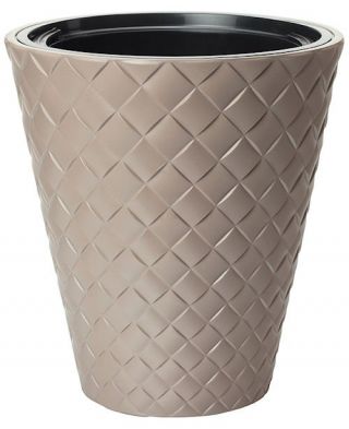 Fioriera rotonda "Makata" con inserto - 30 cm - grigio-beige - 