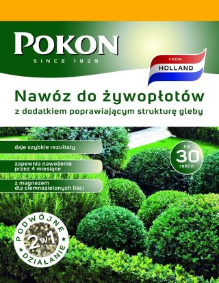 Hnojivo na živé ploty obohatené o posilňovač štruktúry pôdy - 2 v 1 - Pokon® - 1 kg - 