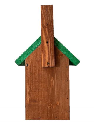 Casa de passarinho para mamas, pardais e pica-pau - marrom com telhado verde - 