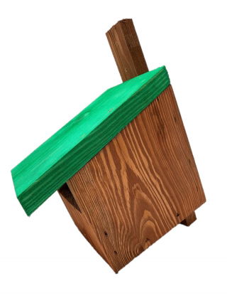 Pajarera para colirrojos, mirlos, petirrojos y cernícalos - marrón con techo verde - 