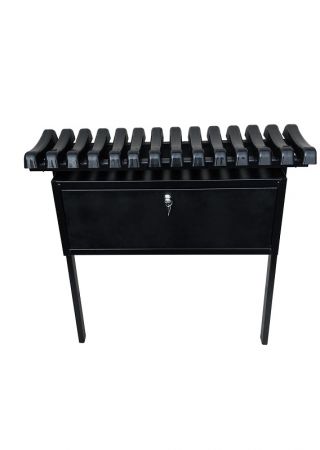 Ribbet kirkegård, kirkegårdsbenk med stor boks - Bredde: 80 cm - 
