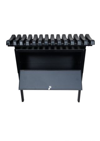 Ribbet kirkegård, kirkegårdsbenk med stor boks - Bredde: 80 cm - 