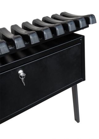 Ribbet kirkegård, kirkegårdsbenk med stor boks - Bredde: 80 cm - 