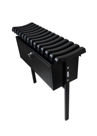 Ribbet kirkegård, kirkegårdsbenk med stor boks - Bredde: 80 cm - 
