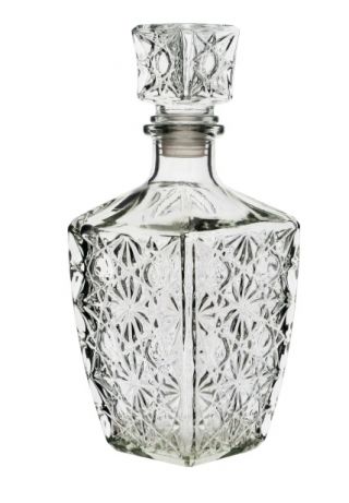 Ornamental karaffel til cognac, likør og anden spiritus - med stjernemønster - 750 ml - 