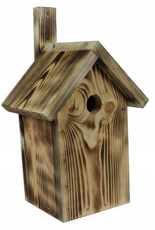 Birdhouse per tette, passeri e picchio muratore - legno carbonizzato - 