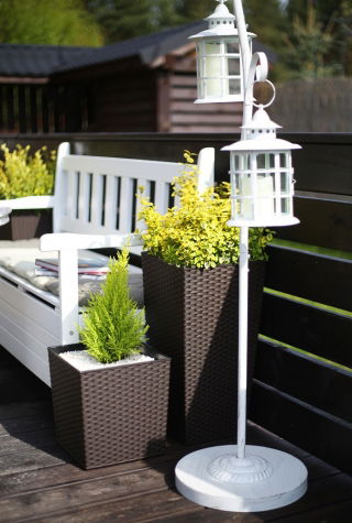 Quadratischer Blumentopf "Juka" - 19 cm - Rattan-Mokka-Braun - 