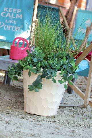 Rund blomkruka - Rocka - 17 cm - Mjölkkaffe - 