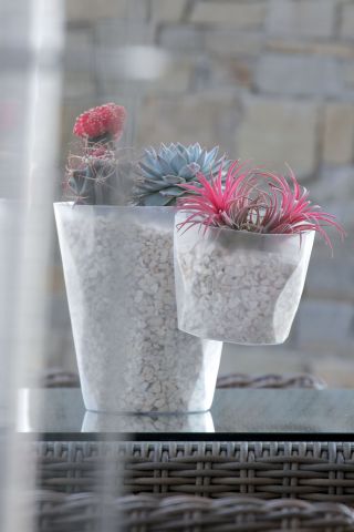 Ghiveci cu flori rotunde - Rocka - 14 cm - gri gheață - 
