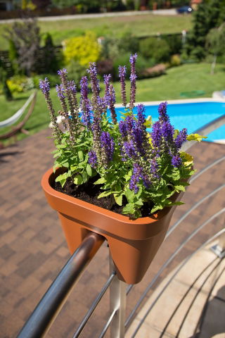Jardinera montada en barandilla "Lobelia" - 29 cm - rojo ladrillo - 