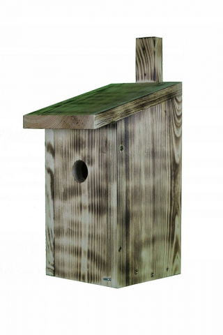 Birdhouse per tette, passeri d'albero e pigliamosche - legno carbonizzato - 