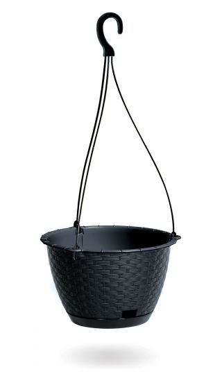 Vas de flori agățat cu farfurie - Ratolla - 24 cm - Antracit - 