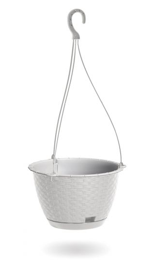 Maceta colgante con platillo - Ratolla - 22 cm - Blanco - 