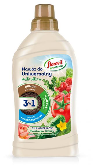 Universāls mēslojums 3 vienā - apaugļo, baro un aizsargā- Pro Natura - Florovit® - 1 l - 