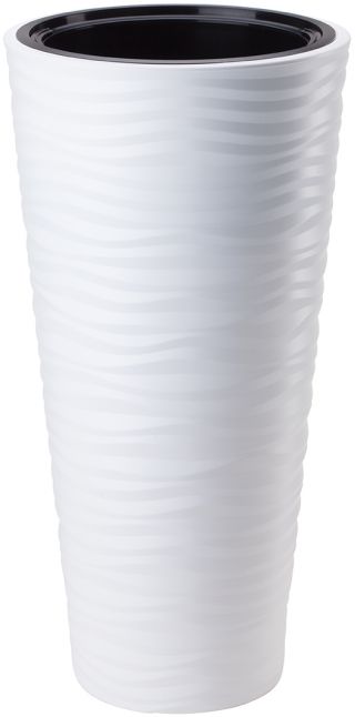 "Sahara slim" frostbeständiger runder hoher Blumentopf - 30 cm - weiß - 