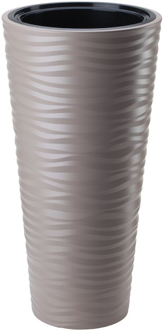 "Sahara slim" frostbeständiger runder hoher Blumentopf - 35 cm - grau-beige - 