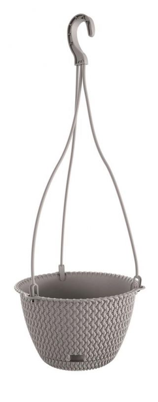 Oală cu plante rotunde „Splofy Round W” cu o farfurie - 23 cm - gri-piatră - 