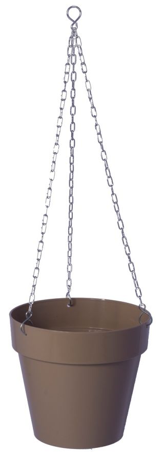 "Ibiza" round hanging plant pot casing - 20 cm - beige (cafe latte)